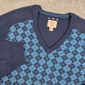 Brooks Brothers Red Fleece Sweater Mens XXL Blue Argyle V-Neck Grandpacore EUC